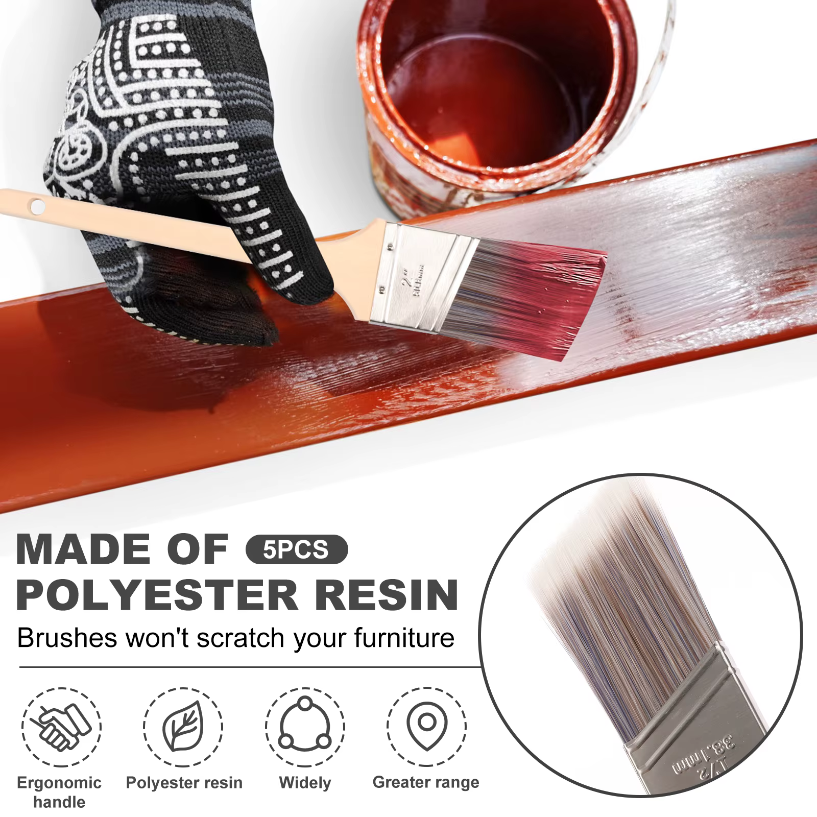 Ensemble de pinceaux à peinture pour ceinture coudée en bois Verstaile