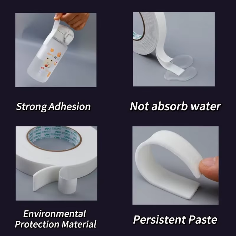 Rubans adhésifs en mousse Double face en éponge blanche, pour montage du tampon de fixation, collant de 10mm à 30mm de largeur, ruban adhésif Super résistant à deux côtés