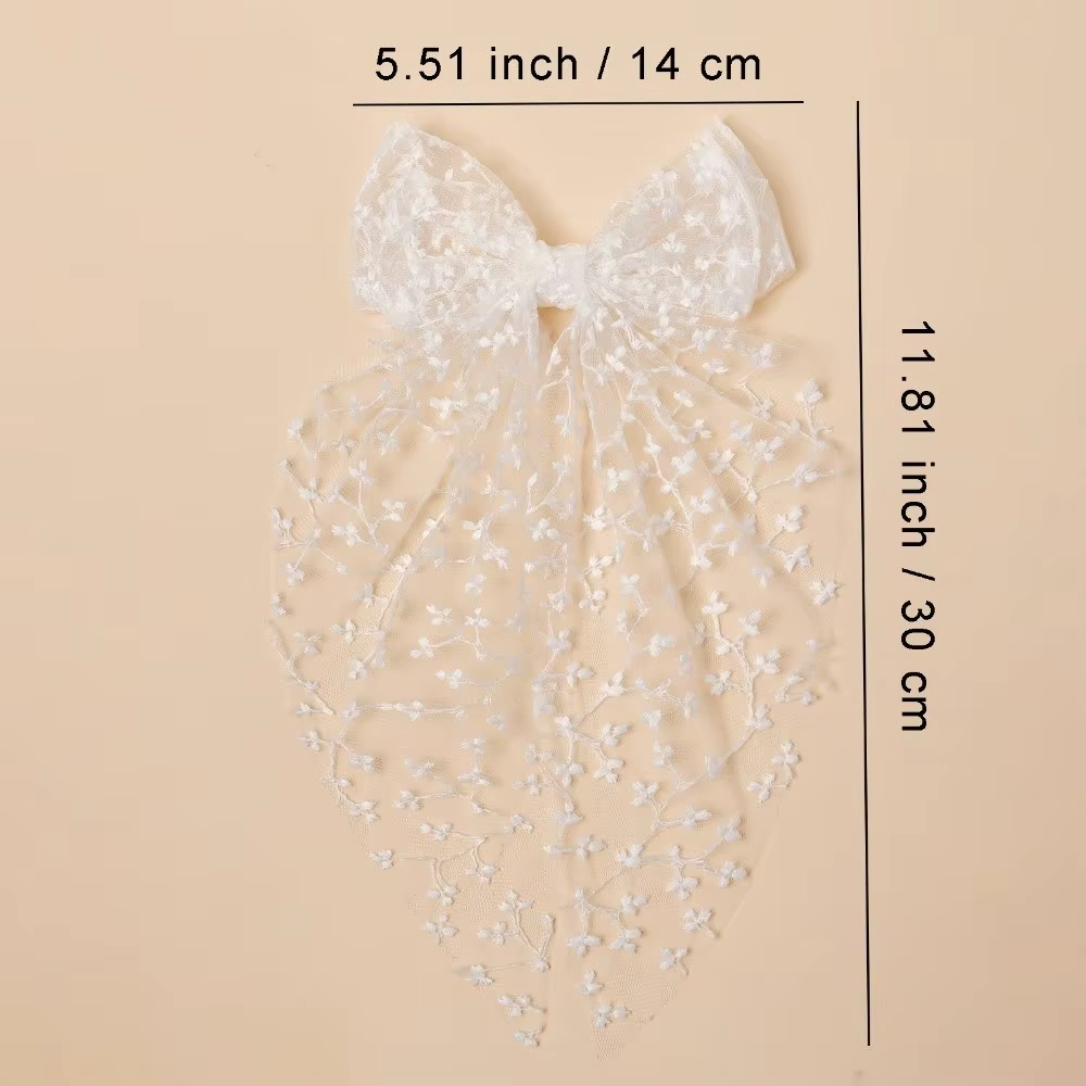 Épingle à cheveux élégante style princesse avec nœud en dentelle, broderie florale et ruban, pince à cheveux style princesse, accessoires pour cheveux vintage en maille pour mariage