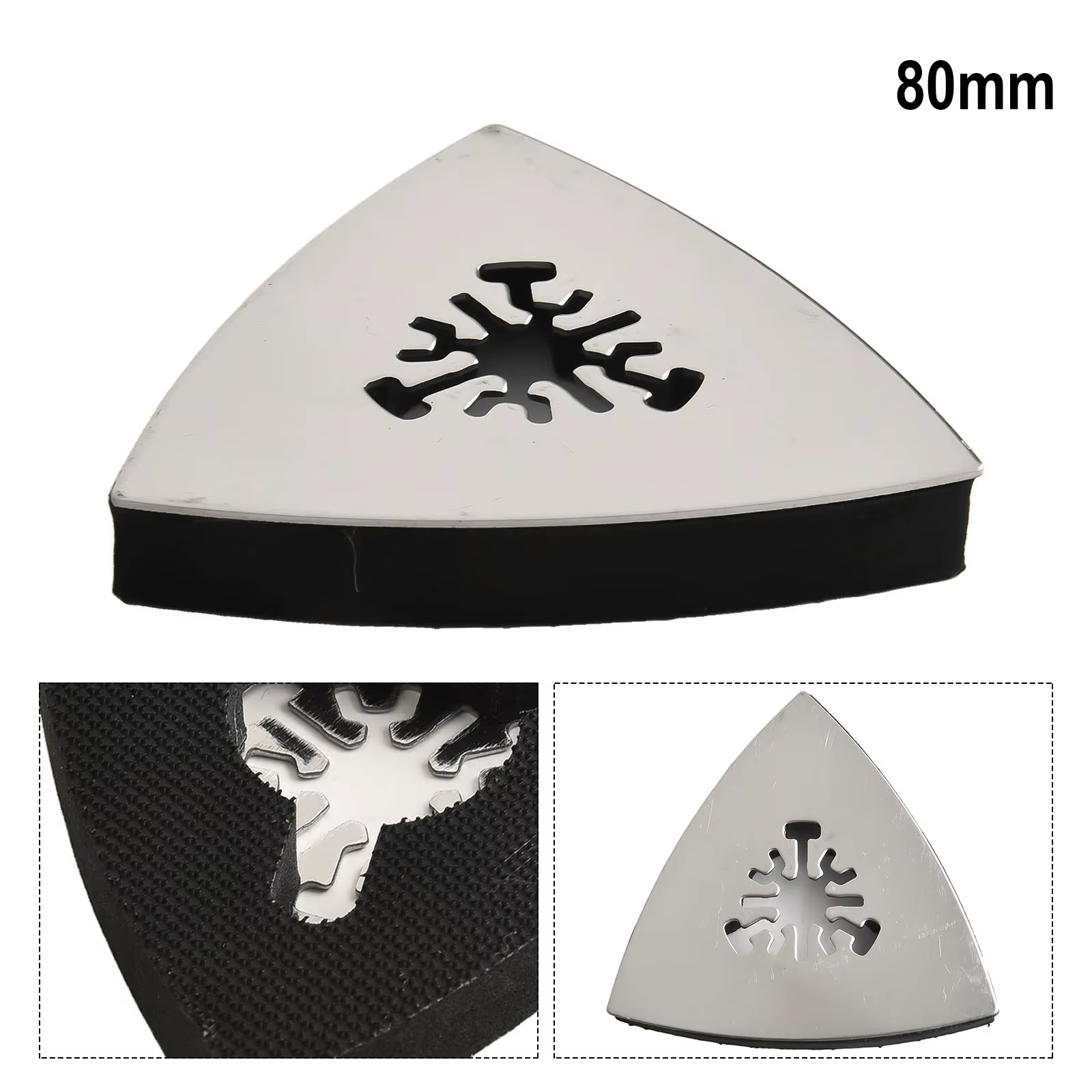 Ponçage de précision avec tampon de ponçage triangulaire en acier inoxydable de 80 mm, disque de polissage pour outils oscillants