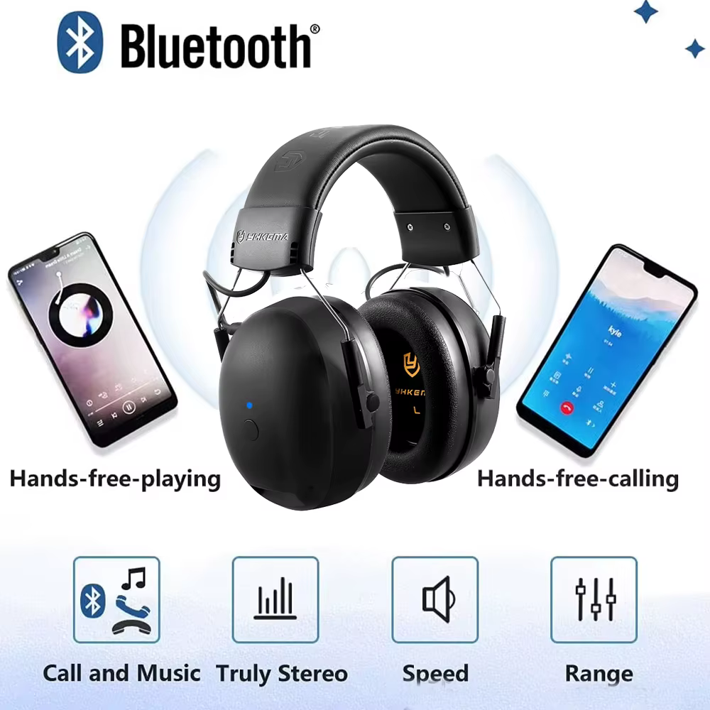 Casque de protection auditive Bluetooth YHKEMA EB20, protège-oreilles confortables, mode AUX, réduction du bruit