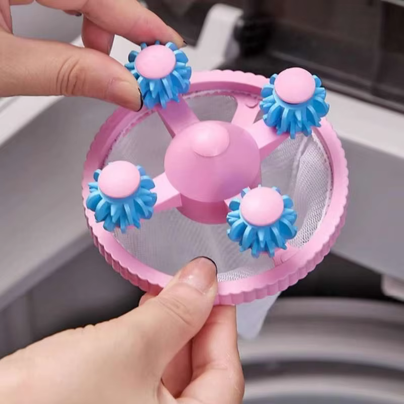 Sac filtrant pour Machine à laver, filet réutilisable, boule à linge flottante, attrape-peluches, poils d'animaux, élimine la collecte de saleté, rouleau dépoussiérage