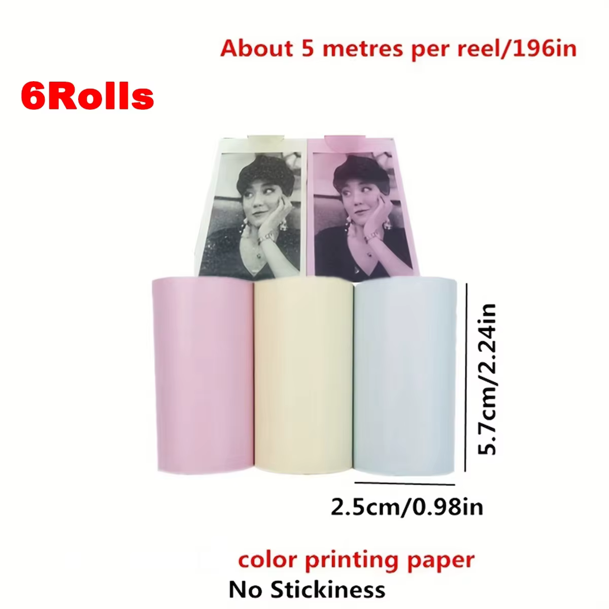 16 rouleaux de papier d'imprimante thermique 57x25mm papiers thermiques auto-adhésifs imprimantes d'étiquettes couleur HD pour Mini imprimante Portable sans encre