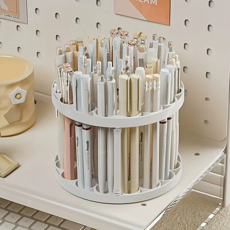 360 ° Porte-brosse rotatif – Organisateur en plastique blanc avec finition émaillée