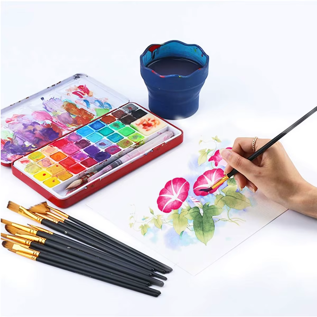 12/24 pièces pinceau de peinture d'artiste professionnel ensemble d'aquarelle