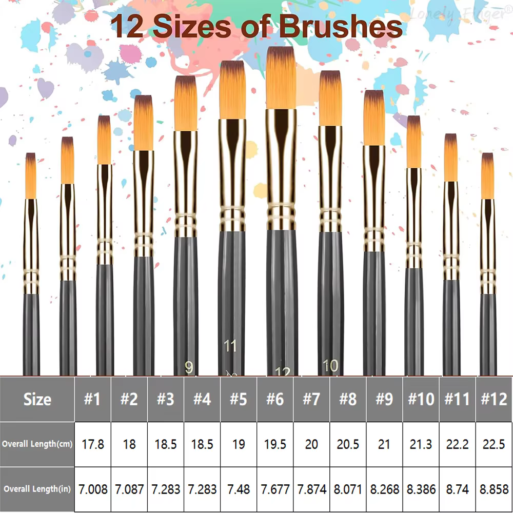 12 pièces pinceaux pour peinture acrylique