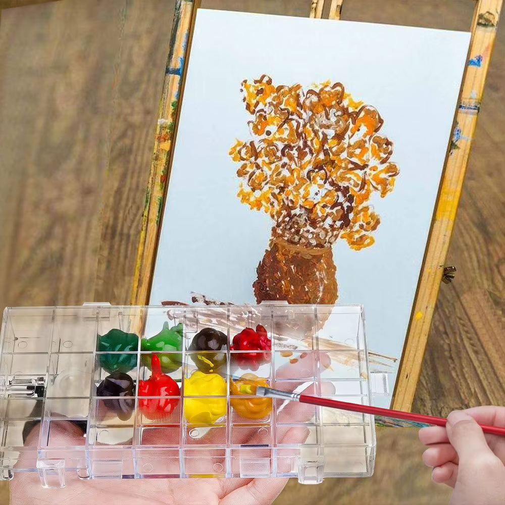 Boîte de rangement multi-usages transparente à 24 compartiments / Palette de peinture
