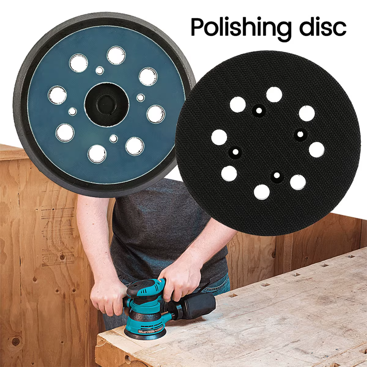 125mm 5 pouces tampon de ponceuse 8 trous 3/4 clous support disque de ponçage
