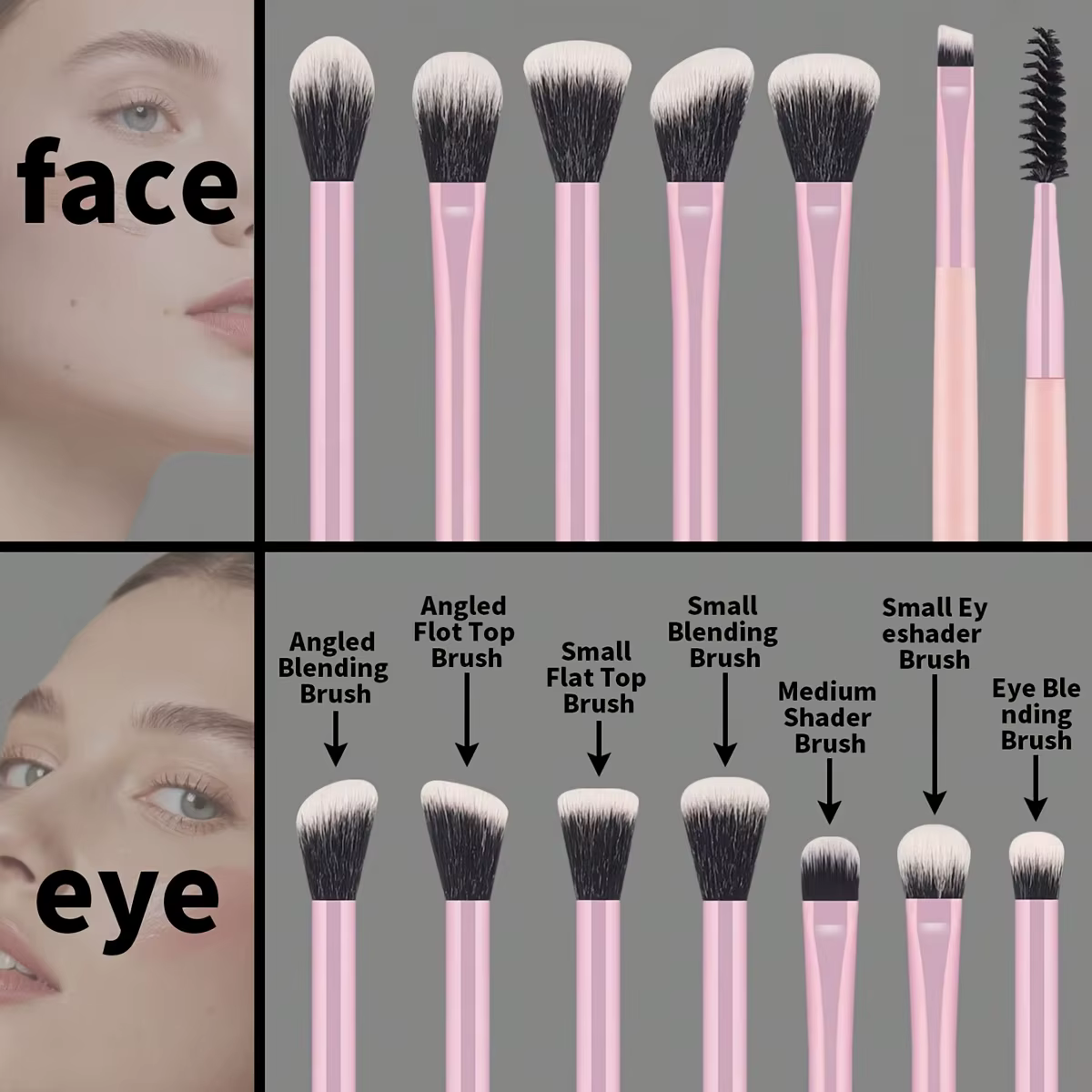 Ensemble de 13 pinceaux de maquillage professionnels, pinceaux doux pour le visage et les yeux, pour le fond de teint, le correcteur, les fards à paupières, le blending et le surlignage