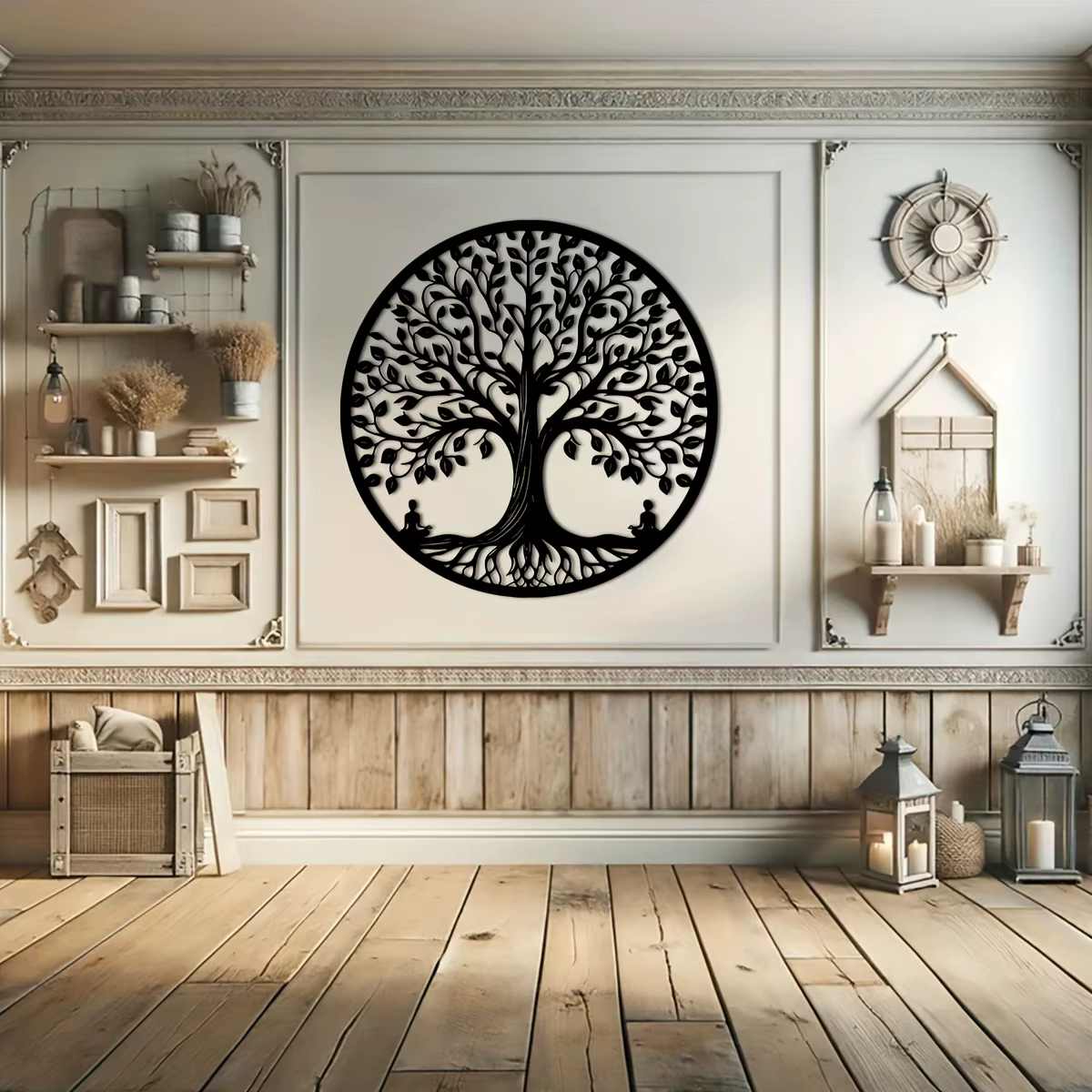 [Nature Tree] Art mural rétro arbre de vie en fer 1 pièce