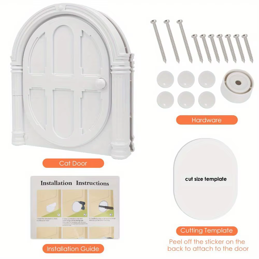 Porte pour animaux de compagnie en ABS, porte pour chat, porte pour chien, entrée et sortie sécurisées et durables, porte plate pour chat, maison pour chat et chien