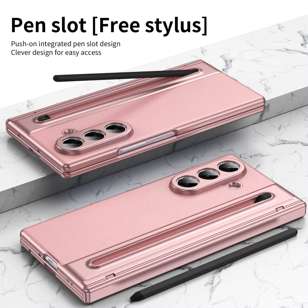 Z Fold7 luxe charnière Protection étui en cuir pour Samsung Galaxy Z Fold7 Fold 7 mode électronique stylo fente couverture avec Film de verre
