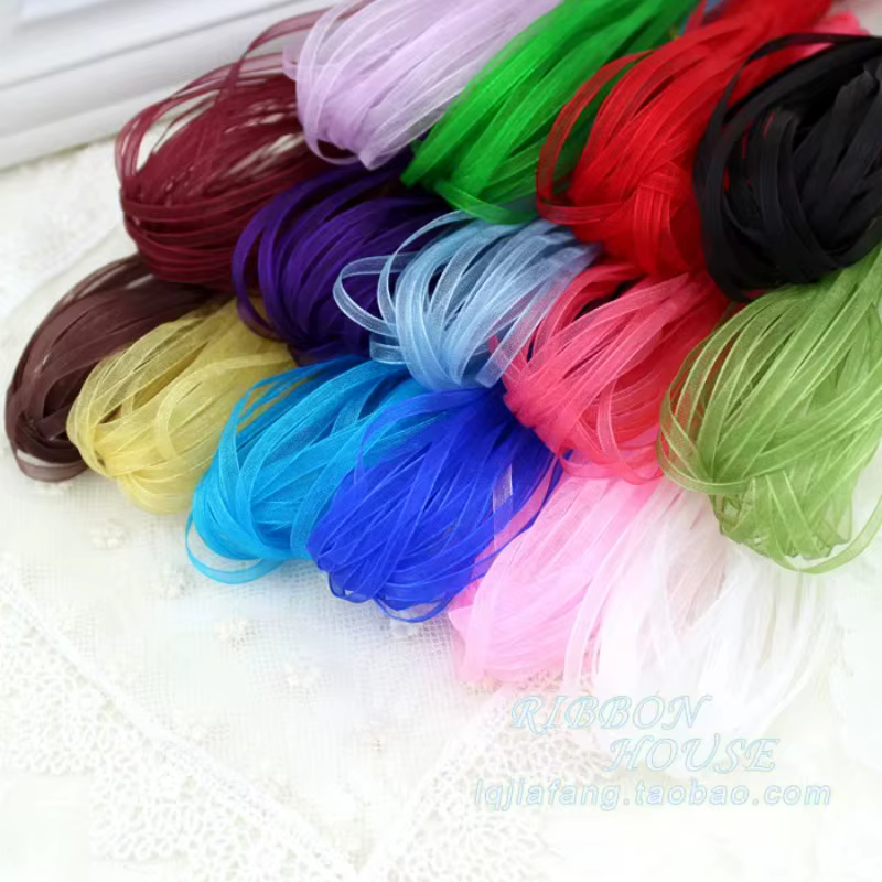 Vente (10 mètres) ruban en mousseline de soie Organza de 6mm de largeur