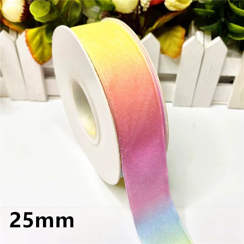 Ruban en velours arc-en-ciel 10mm 25mm 38mm