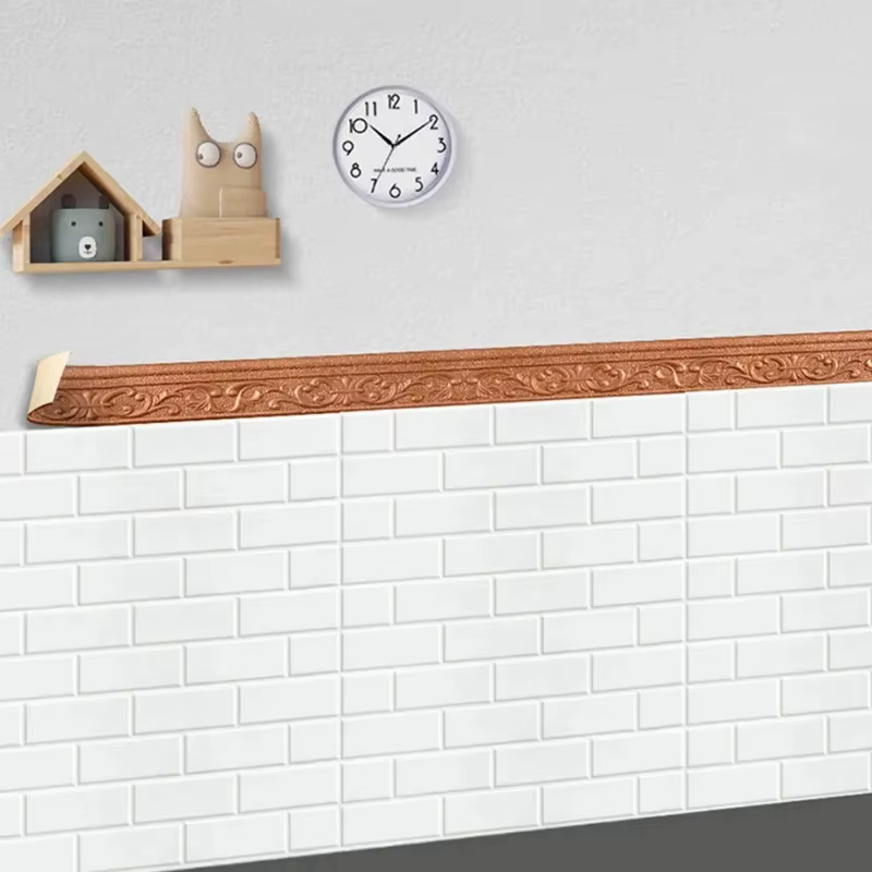 Bande de bordure murale 3D autocollante imperméable de 10 m/rouleau pour plinthe et décoration