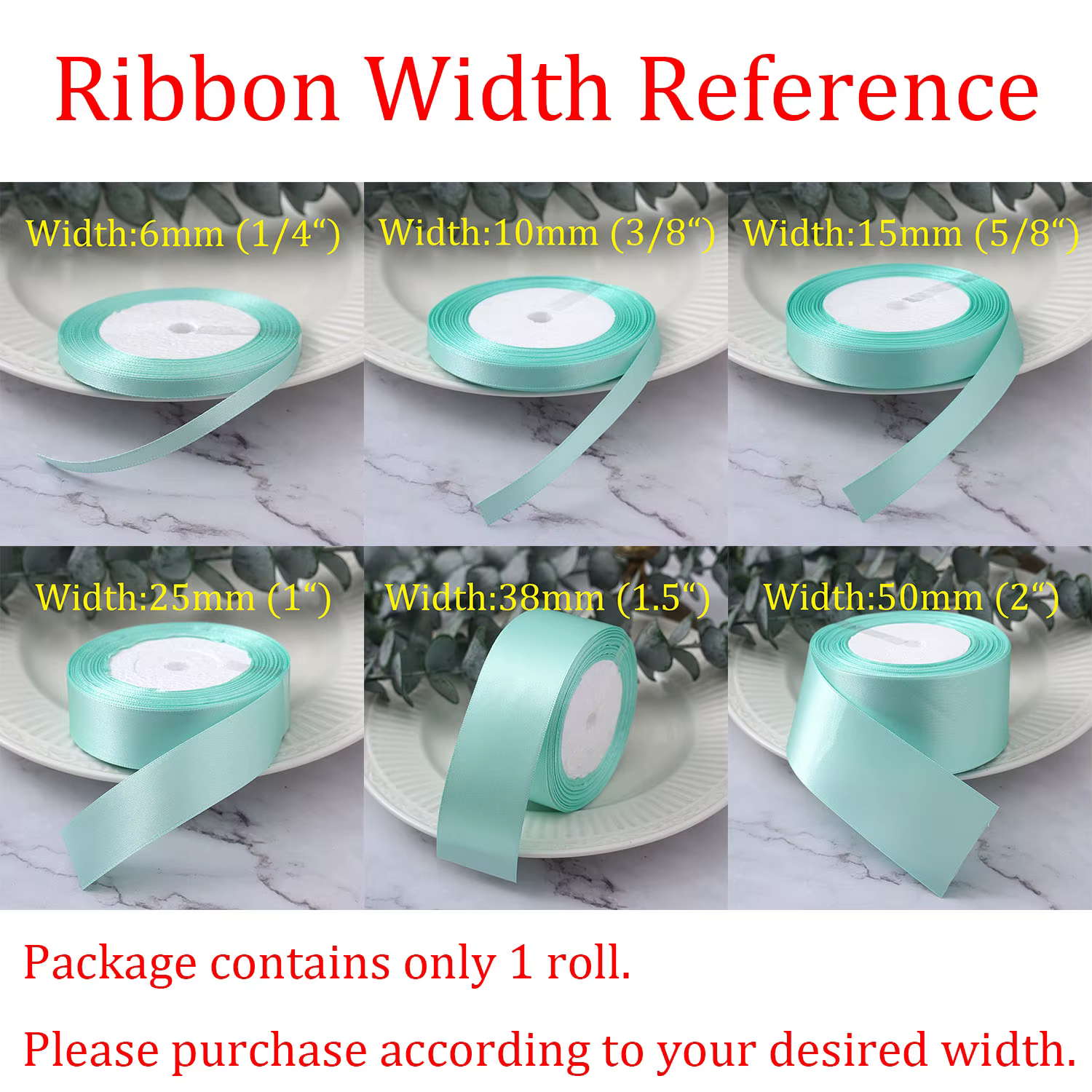 Ruban en Satin Or Sauge de 22.8 Mètres