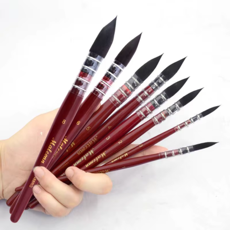 Phoenix – pinceau de peinture à l'aquarelle rouge potelé à pointe ronde