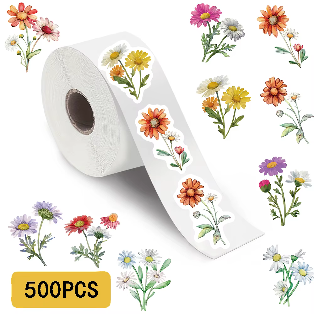 Rouleau d'autocollants marguerite et fleurs sauvages