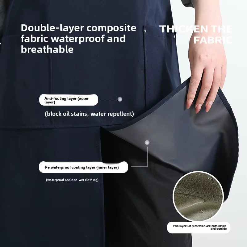 Tablier de logo personnalisé avec le coton imperméable de toile de conception divisée pour la cuisine de restaurant de café