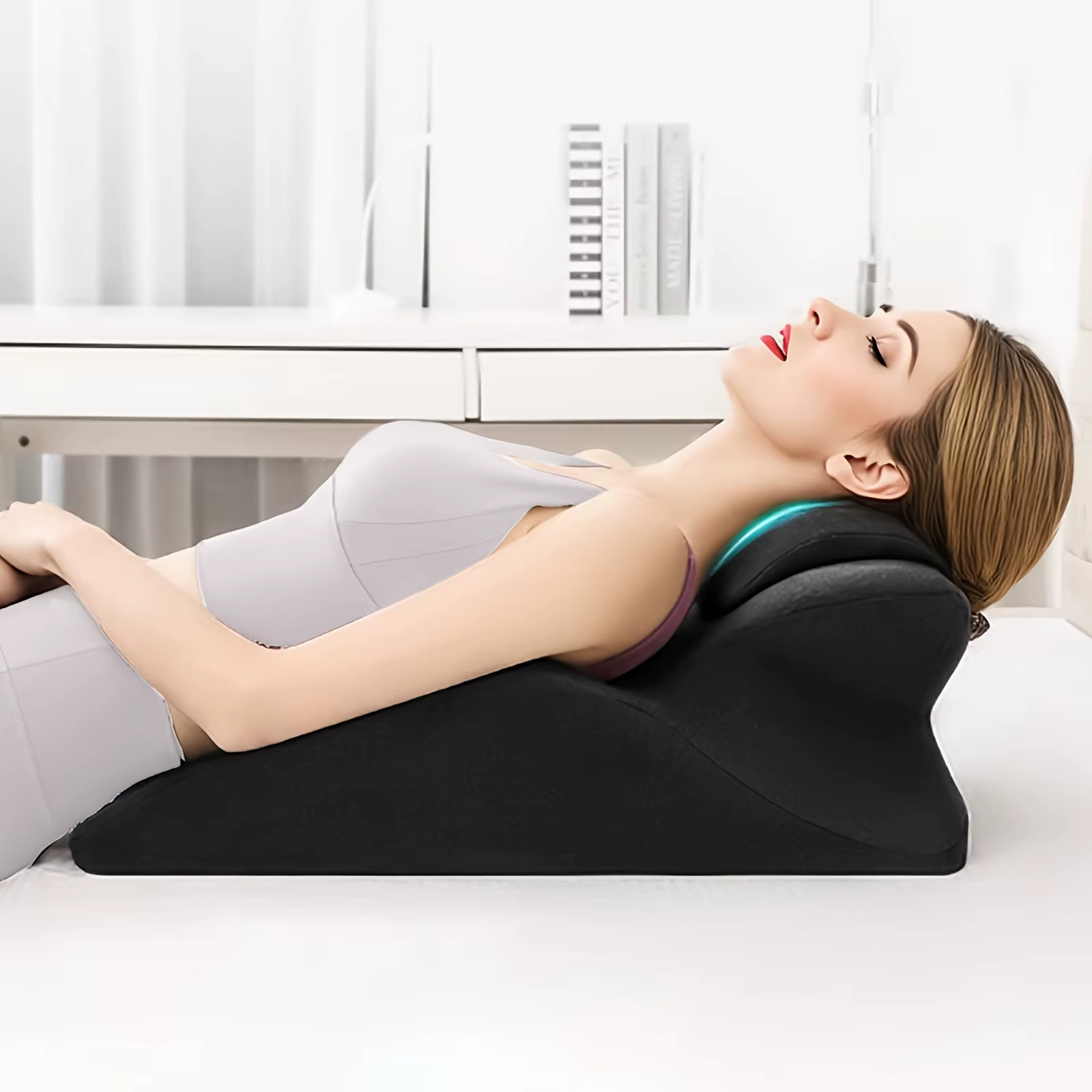 Oreiller ergonomique multifonctionnel pour chambre à coucher, adapté au sommeil sur le ventre, aux appels téléphoniques, et comme appui-tête ou soutien lombaire
