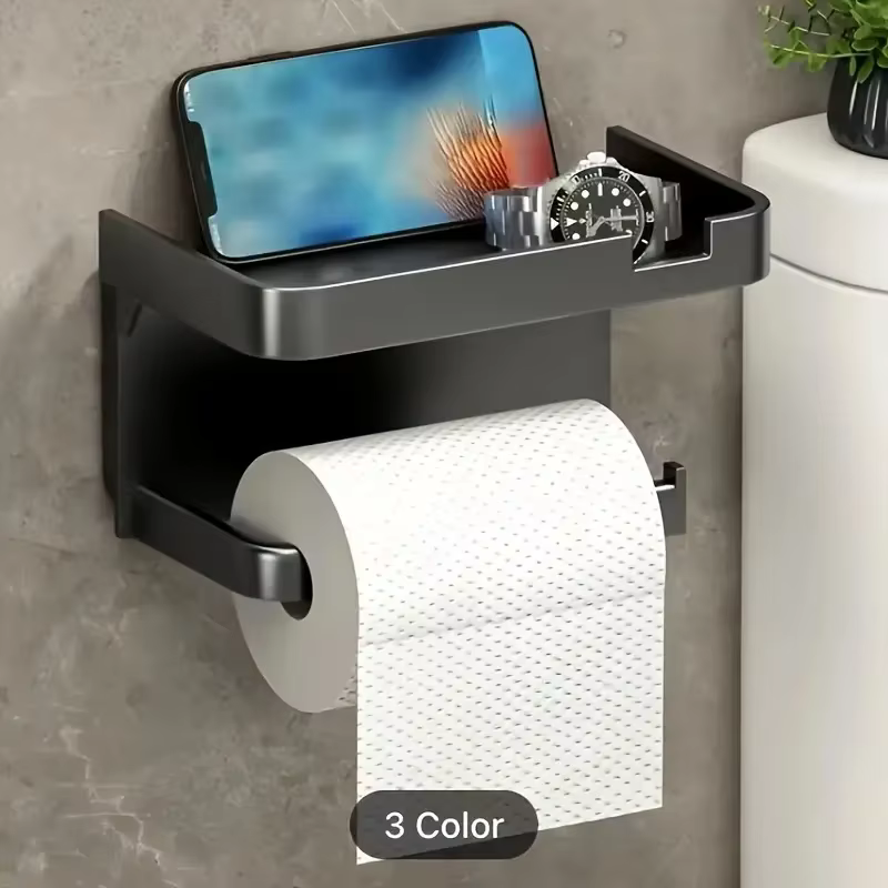 Porte-papier hygiénique salle de bain support mural multifonction WC papier support pour téléphone étagère serviette rouleau étagère pour moteur maison RV toilettes