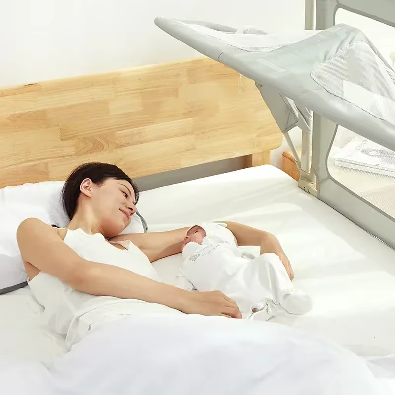 Lit de bébé pliable à double usage, Cuna de couchage pour nourrissons en bas âge, Protection de sécurité, berceaux de chevet faciles à installer