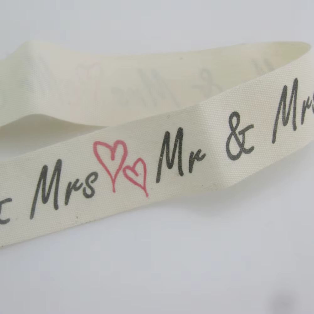 Rubans en coton imprimés Mr & Mrs