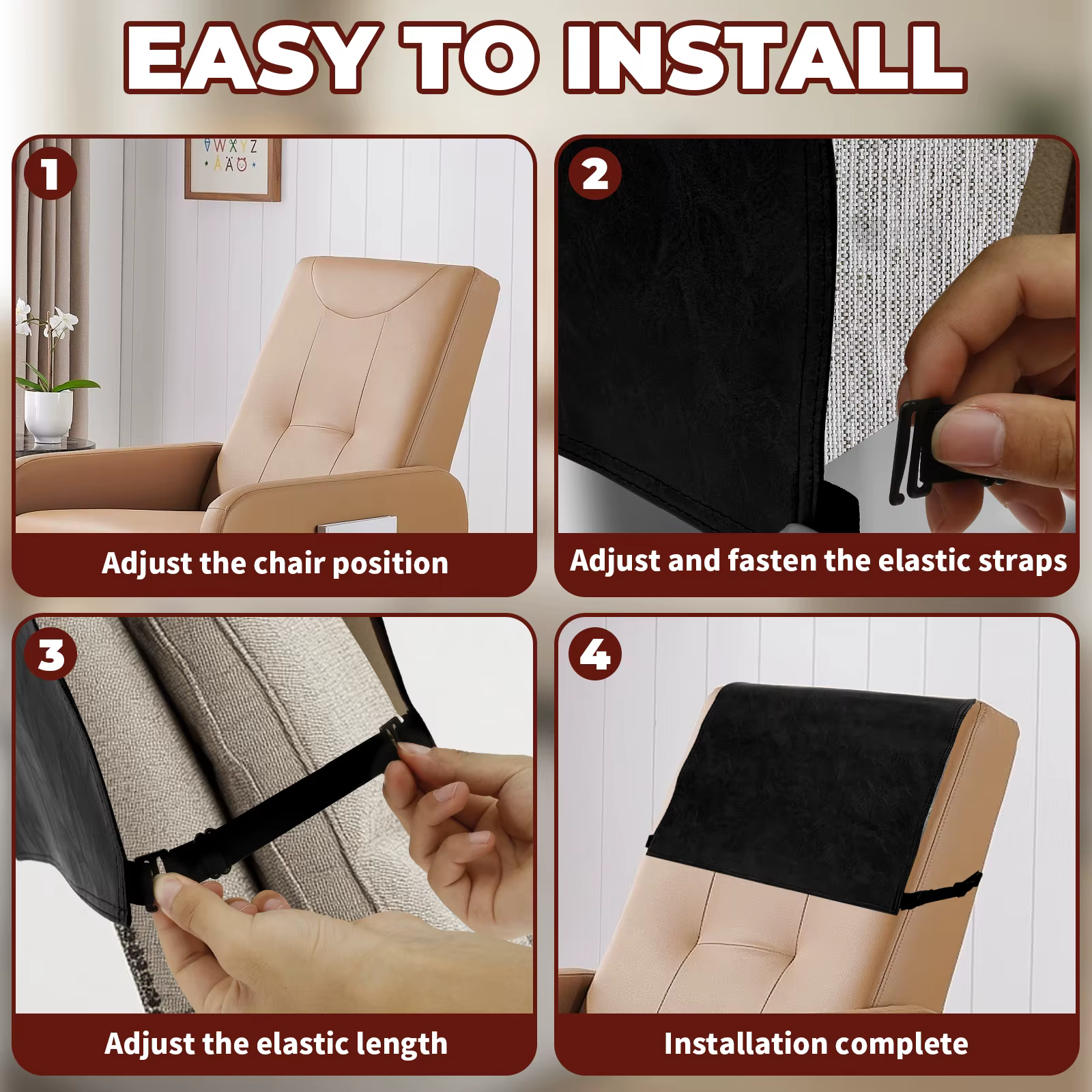 Juste de protection en similicuir pour canapé inclinable
