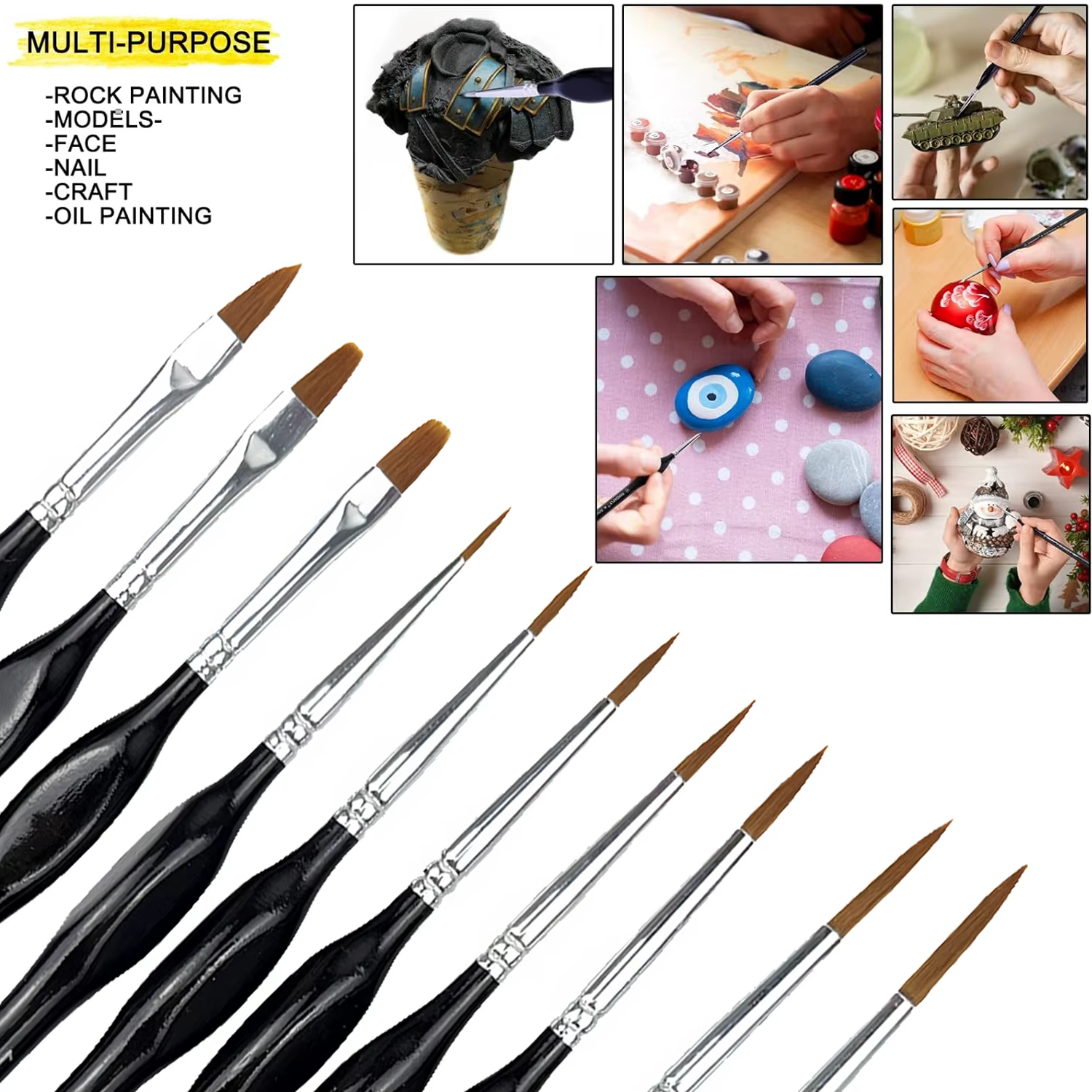 Pinceaux miniatures Drybrush-13pcs ensemble
