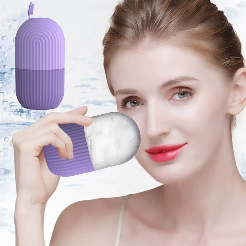 Rouleau de glace pour le visage, moule à glace en silicone pour massage beauté, pour les poches sous les yeux, rouleau facial rétrécissant les pores, moule multifonctionnel ▪