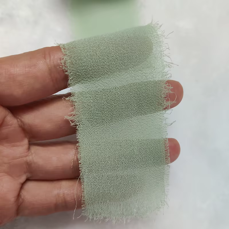 3 rouleaux de ruban de soie en mousseline