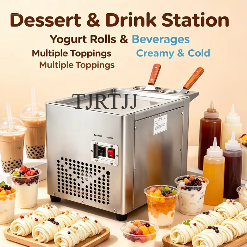 Rouleau de crème glacée frite électrique faisant la Machine poêle carrée en acier inoxydable thaïlande friture Machine à crème glacée au yaourt aux fruits