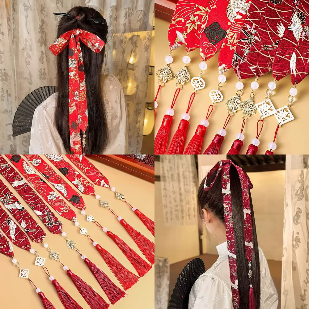 Sangles de cheveux longs à glands rétro, rubans de cheveux de style chinois, nœud, ornement de cheveux, coiffure, bandeaux Hanfu chinois, accessoires pour cheveux