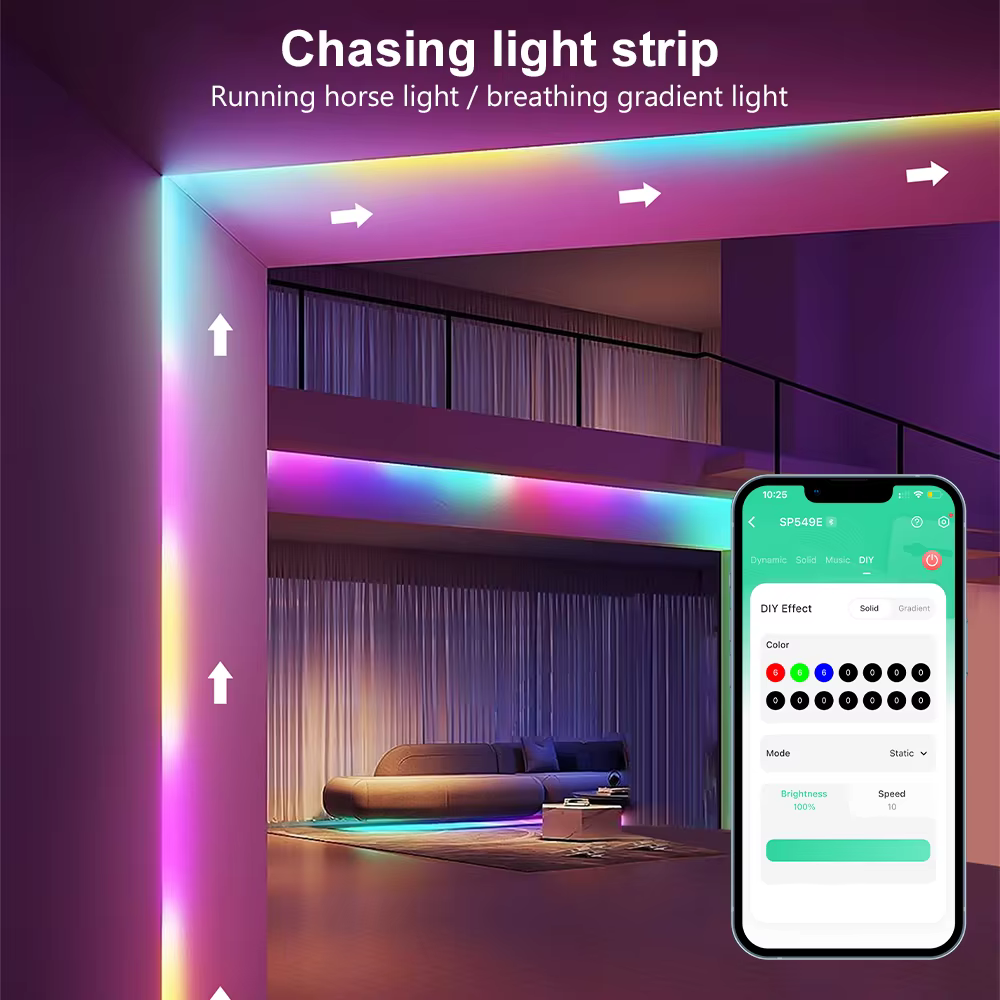 Bande LED COB adressable RGBW 24V SPI RGBIC + bande LED 3000K RGBWW IC couleur de rêve bande lumineuse LED RGBIC ruban LED décor de pièce