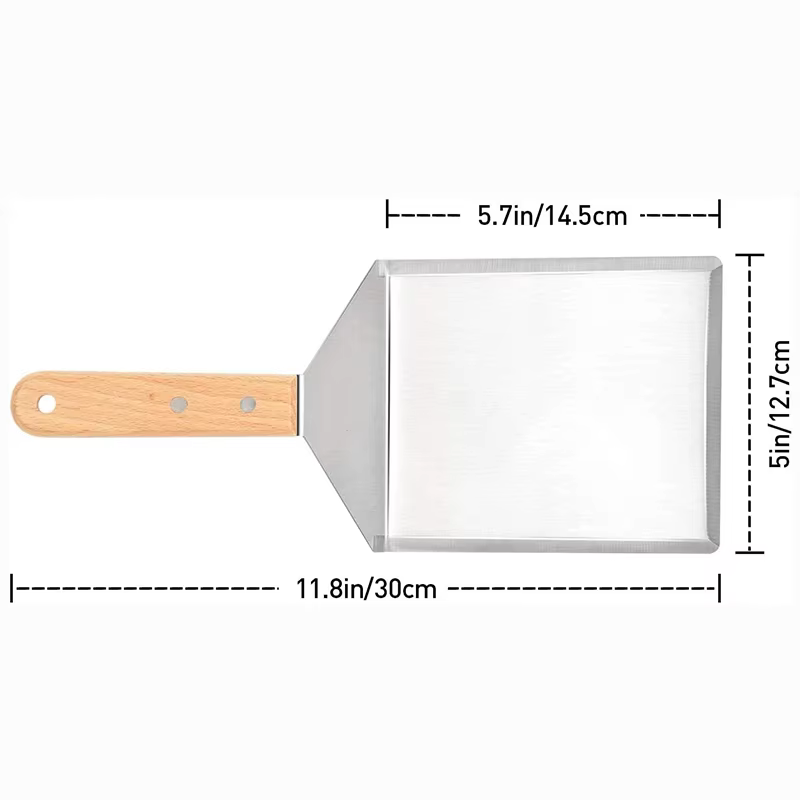 Spatule en acier inoxydable avec manche en bois