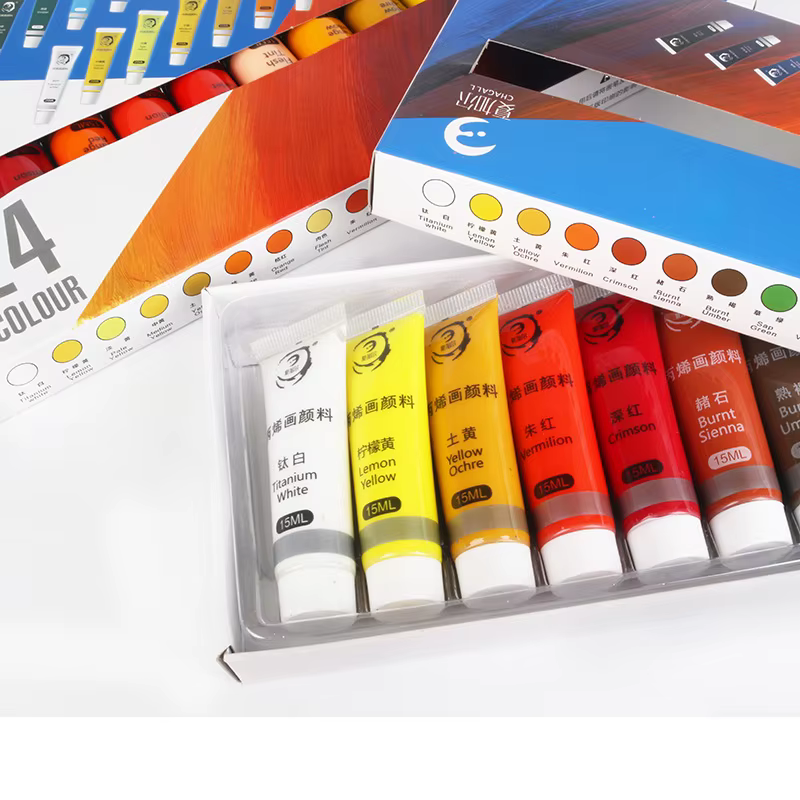 12 couleurs/24 couleurs/15 ml peinture acrylique xiajiaer débutant ensemble bricolage pierre imperméable à la main