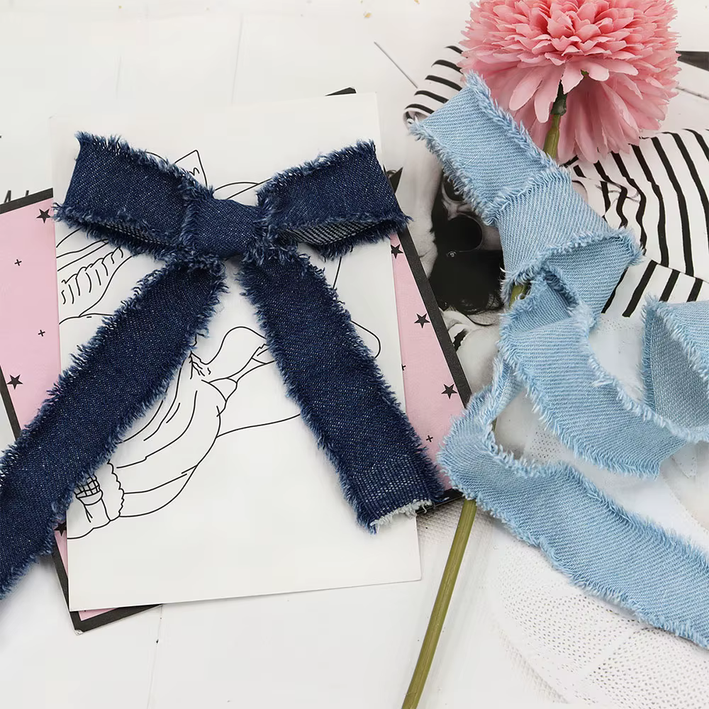 Ruban en Polyester bleu Denim avec bobine