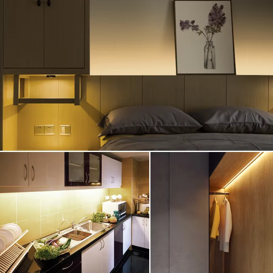LED sous-meuble lumière 1M-10M 5V USB LED bande avec balayage manuel capteur de mouvement interrupteur cuisine escaliers garde-robe chevet rétro-éclairage