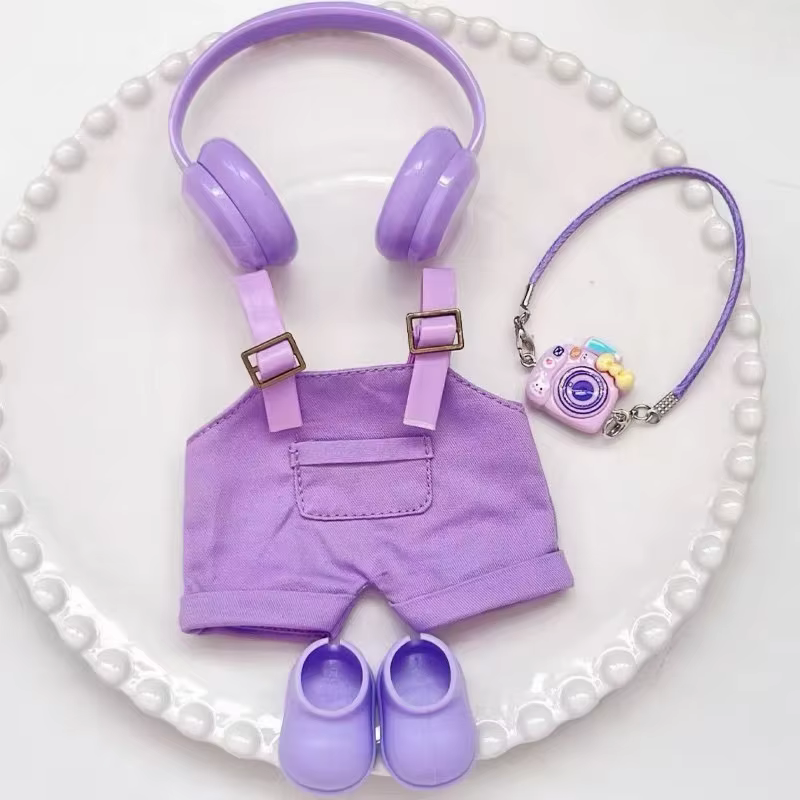 Vêtements labubu pour un ensemble de vêtements Labubu 15-17 cm comprend des écouteurs, une ceinture, des pantalons et des accessoires