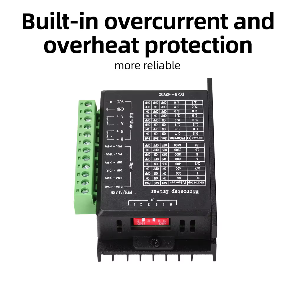 Driver de moteur pas à pas biphasé TB6600 0,5-4A 9-24V avec protection contre l'inversion de polarité, isolation par optocoupleur, protection contre les surintensités et les surchauffes