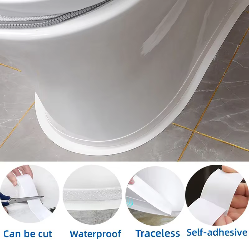 1 rouleau de ruban d'étanchéité en PVC pour salle de bains et cuisine