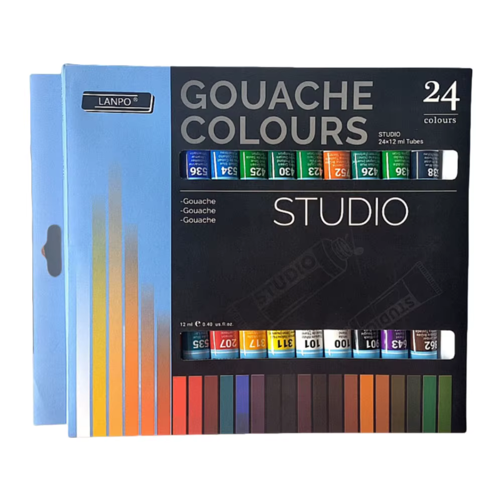 12 couleurs/24 couleurs Gouache peinture ensemble boîte Art