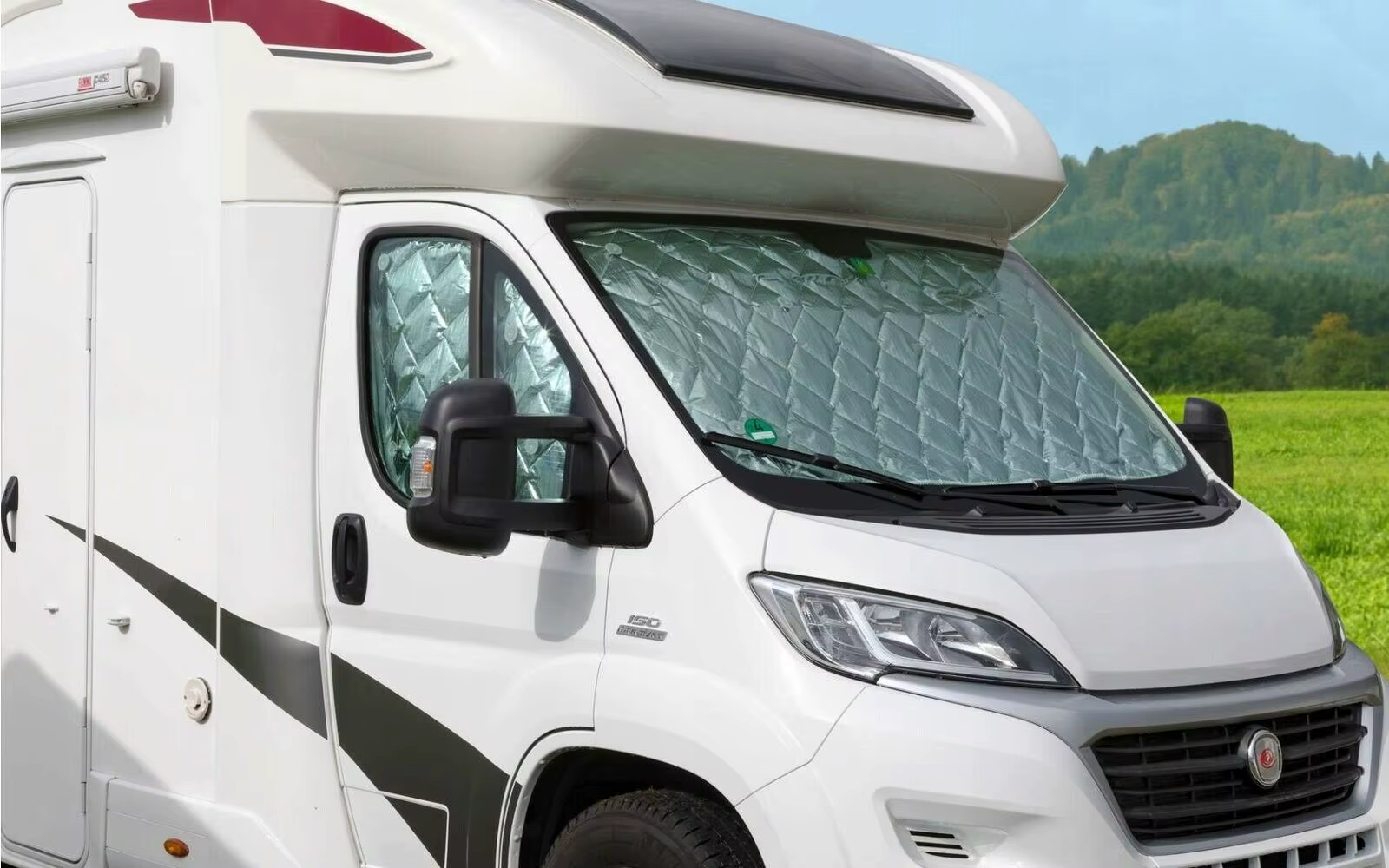 Stores thermiques internes pour pare-brise, couverture de pare-brise, pare-soleil, 7 couches, Fiat Ducato 2006 2022, KIT Boxer, cristaux et citations