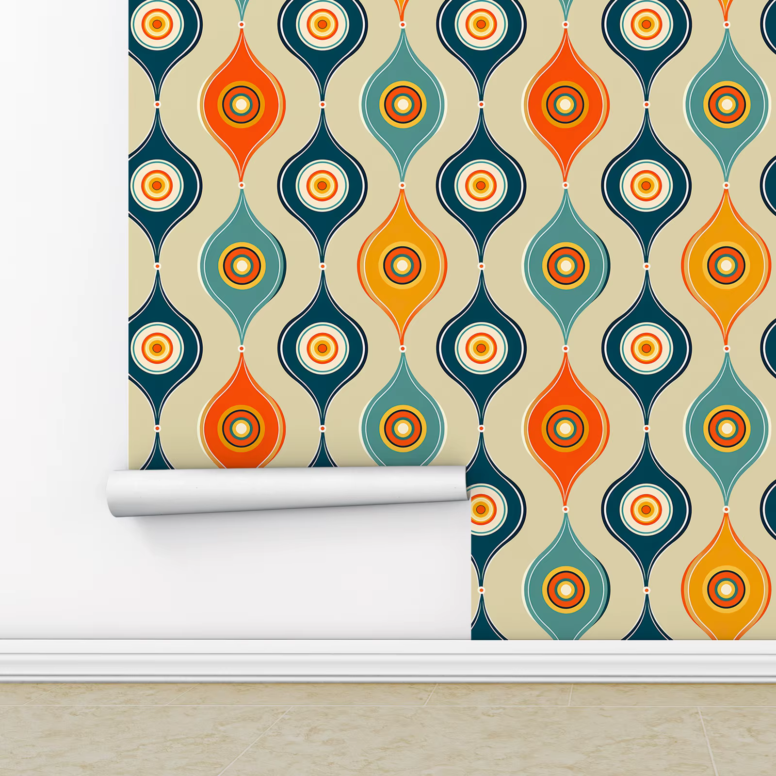 Papier peint circulaire coloré vibrant pour mur