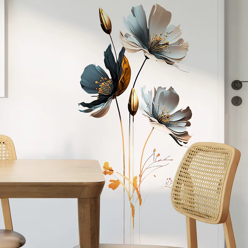Autocollant mural de fleurs magnifiques pour décoration de fond de salon