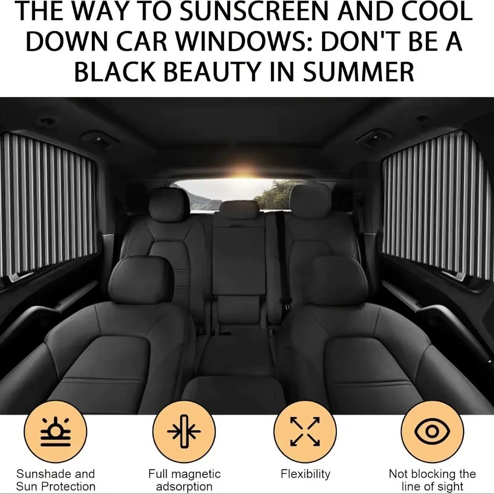 Pare-soleil pour fenêtre de voiture à glissière lisse, en tissu durable et pratique, isolation thermique, protection UV
