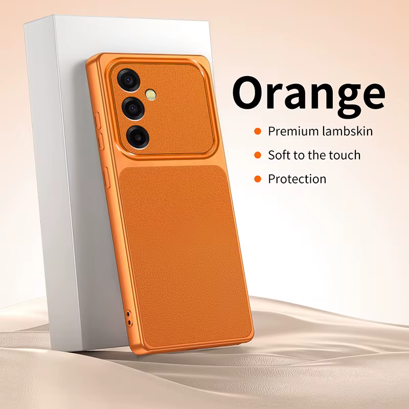 Étui en cuir d'agneau avec protection intégrale de l'appareil photo pour Samsung Galaxy A56 A36 A26 A16 A06 A57 A37 A27 A17 A07 A55 A35 A25 A15 A05 S A54 A34