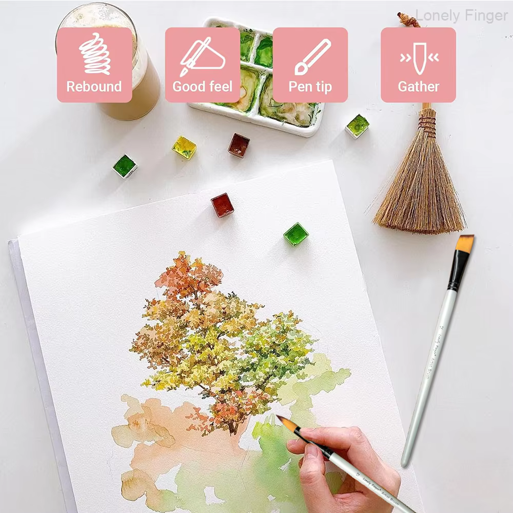 Pinceaux ronds et angulaires pour peinture acrylique