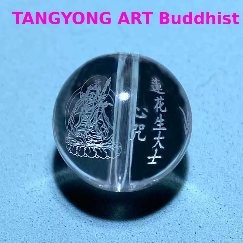 50 % de réduction sur 10 pièces de perles de prière de bouddha sculptées en cristal exclusives Guru Rinpoche Padmasambhava pour le plaisir du moine du temple, protection bouddhiste
