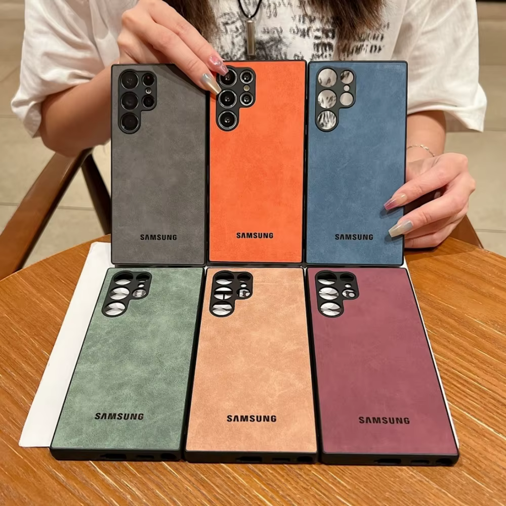 Étui de luxe antichoc en peau d'agneau pour Samsung Galaxy S26 Ultra, S25, S24, S22, S23 Ultra Plus, S23 FE, protection de l'appareil photo, coque souple
